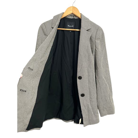 Madewell Dorset Oversized Blazer in Houndstooth Womens Medium Black Ivory - Picture 7 of 12